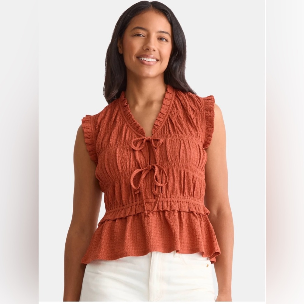 Time and Tru Women's Terracotta Ruffle Top
